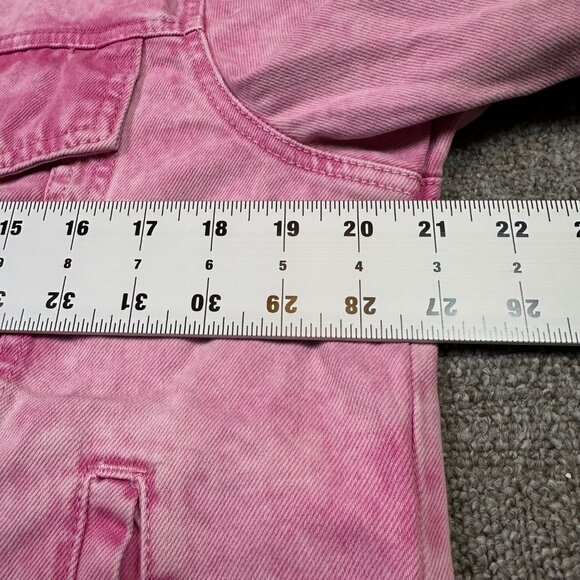 Free People X We The Free Rumors Denim Jacket Pink Acid Wash Women's X-Large - Picture 4 of 6